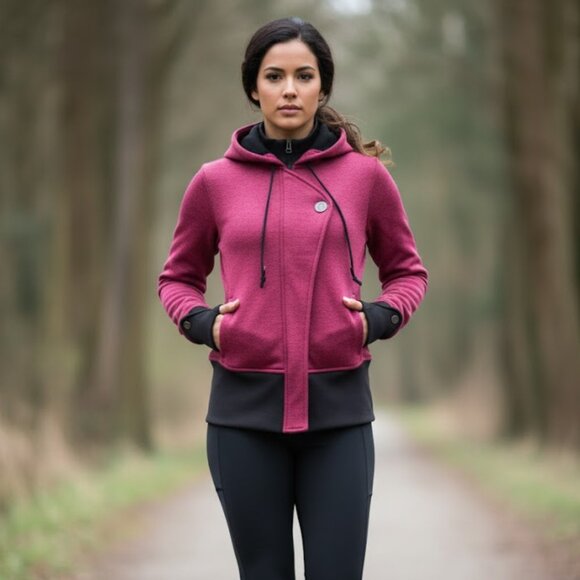 Pearl Izumi Select Series Full Zip Hoodie Jacket M - EUC, Raspberry Magenta Red - Picture 1 of 11